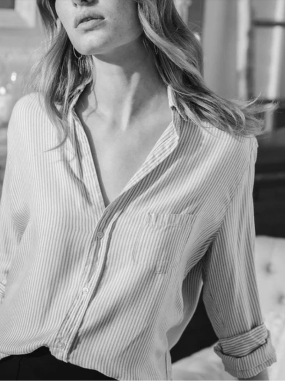 Stripe Cotton Button-Up Shirt size Medium